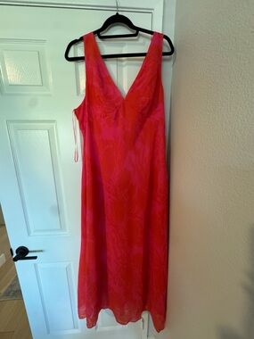 Showpo Red and Pink Midi Slip Dress